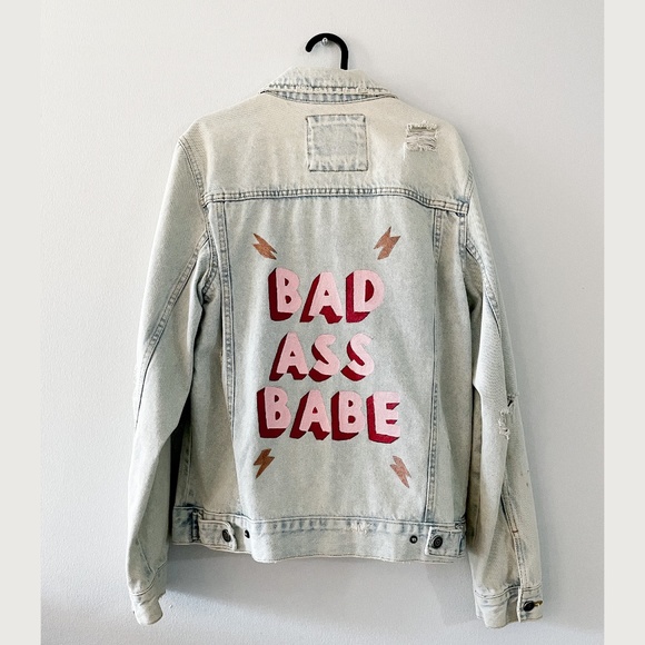 Pull&Bear Jackets & Blazers - HAND PAINTED Oversized Demin Jacket